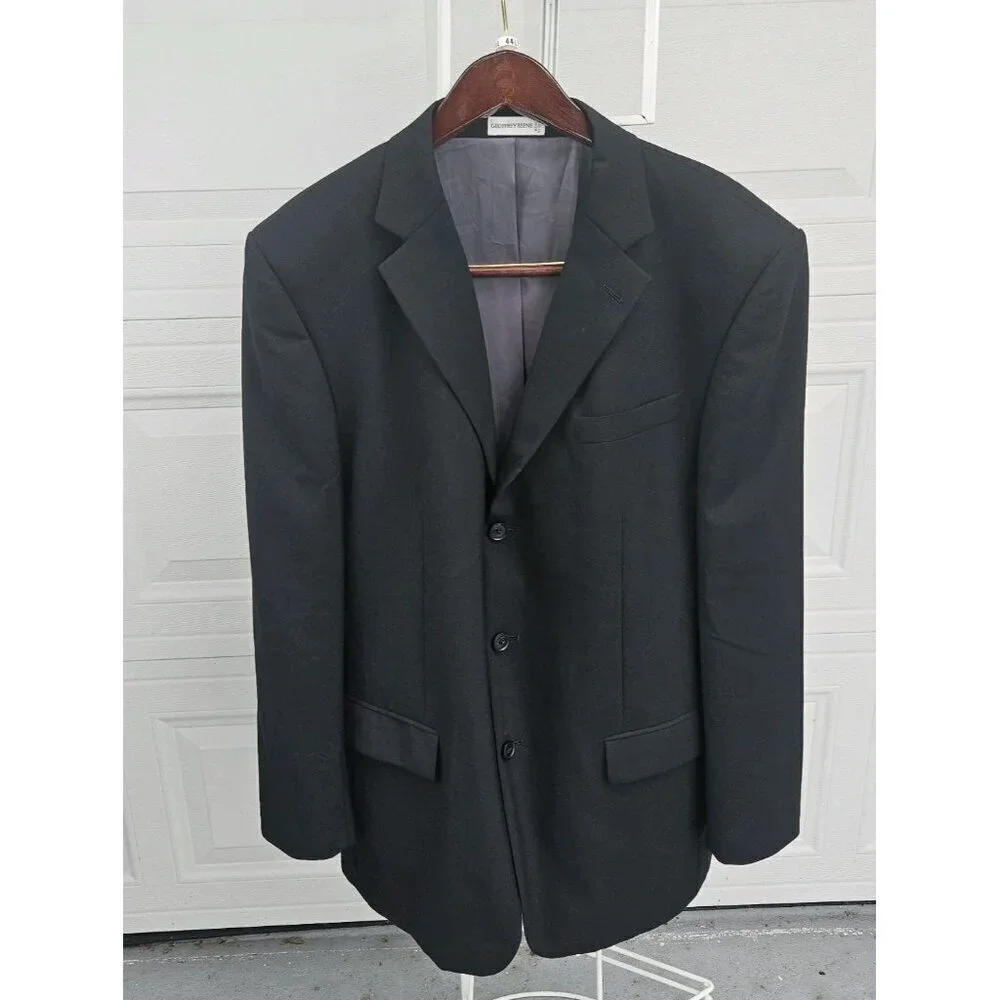 Geoffrey Beene Mens Size 44L Black Wool Blazer Sports Coat